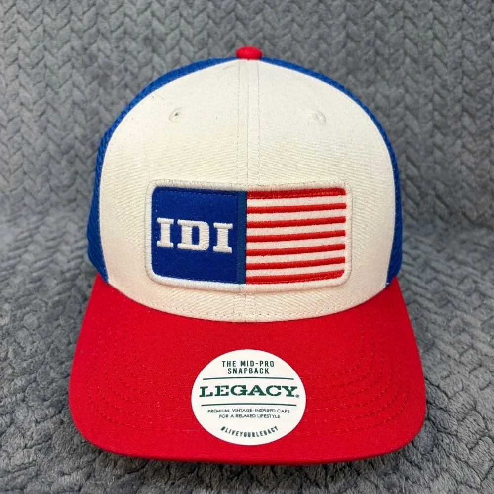 Legacy Mid-Pro Snapback Hat IDI American Flag Trucker Cap Red White Blue 3478